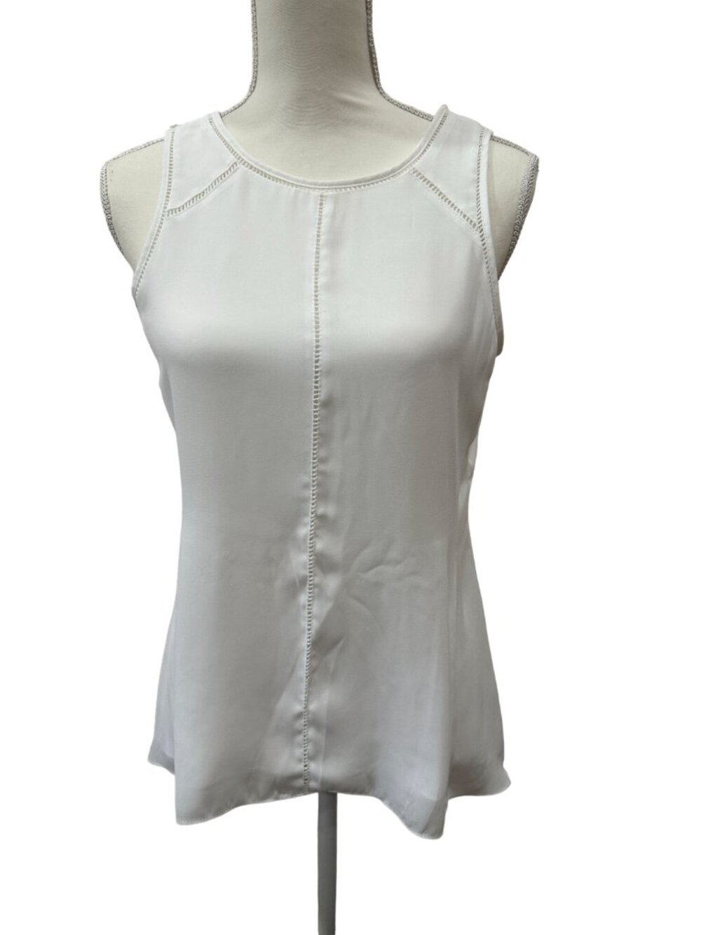 WHITE HOUSE BLACK MARKET WHBM White Seamed Dress Tank Top Size XS